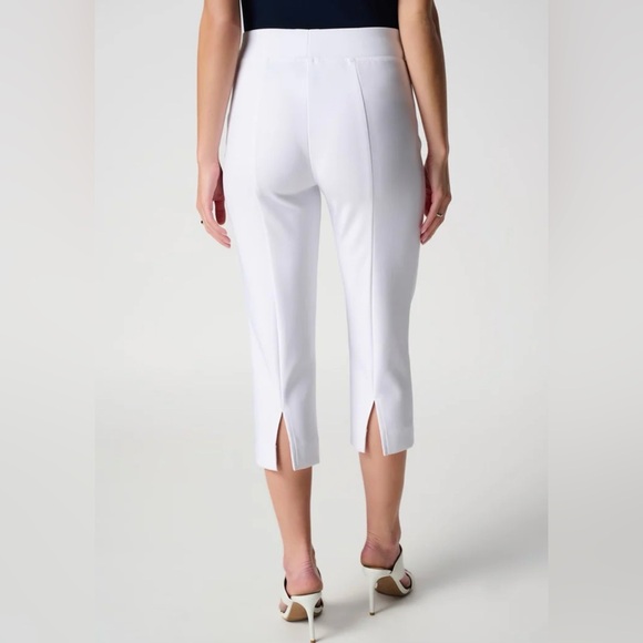 Joseph Ribkoff Pants - Joseph Ribkoff White Crop Pants Size 4 Stretch Slit Elegant Minimalist Capri